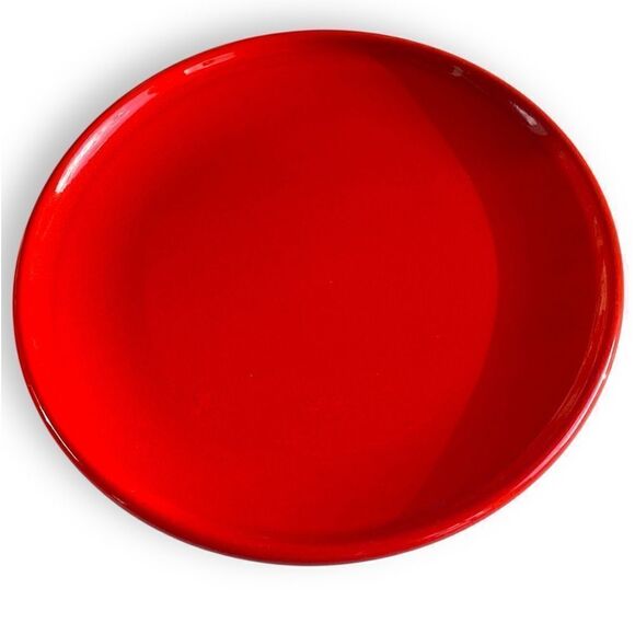 Vintage Bright Red Speckled Glaze 10” Stoneware Couple Dinner Plates - Picture 6 of 16